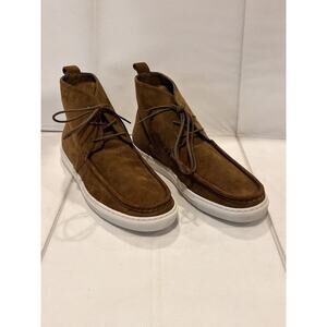 Lafayette 148 Suede Bootie Size 37/6.5 Olive Brown White Rubber Rim New w/o Box